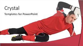  Presentation with jumping into the ocan - Beautiful PPT layouts featuring fit goal keeper jumping up backdrop and a white colored foreground