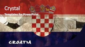  Presentation with goal - Cool new PPT layouts with fit goal keeper jumping up against croatia flag in grunge effect backdrop and a tawny brown colored foreground