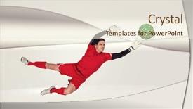  Presentation with goal - Presentation theme having fit goal keeper jumping up background and a sky blue colored foreground