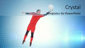  Presentation with mission vision goal - Presentation design having fit goal keeper jumping up background and a  colored foreground