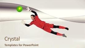  Presentation with goal - Slide set featuring fit goal keeper jumping up background and a sky blue colored foreground