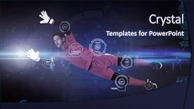  Presentation with goal - PPT layouts with fit goal keeper jumping up background and a wine colored foreground