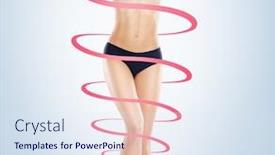  Presentation with slim body - Slide set with fit healthy and slim woman with a sporty body and a perfect shape isolated on white background and a sky blue colored foreground