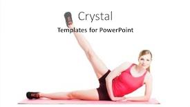  Presentation with physical exercises - Cool new PPT theme with fit healthy and sporty woman in sportswear making physical exercises isolated on white backdrop and a white colored foreground