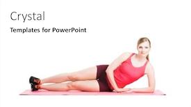  Presentation with physical exercises - Audience pleasing presentation consisting of fit healthy and sporty woman in sportswear making physical exercises isolated on white backdrop and a white colored foreground