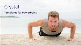  Presentation with crossfit - Theme enhanced with fit male fitness trainer work background and a sky blue colored foreground