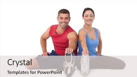  Presentation with stretching - Beautiful slides featuring fit man and woman stretching backdrop and a lemonade colored foreground