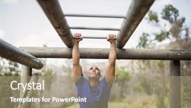  Presentation with boot camp - PPT layouts having fit man climbing monkey bars background and a  colored foreground