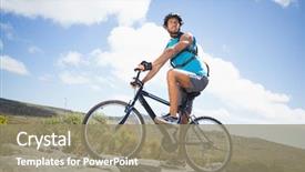  Presentation with cycling - Audience pleasing PPT theme consisting of delicious breakfast positive nice blonde girl sitting at the kitchen table and looking at her father while eating food backdrop and a light gray colored foreground