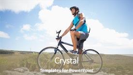  Presentation with cycling - Slides consisting of fit man cycling on rocky background and a  colored foreground