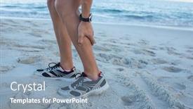  Presentation with muscle - Audience pleasing theme consisting of fit man having muscle pain at the beach backdrop and a seafoam green colored foreground