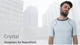  Presentation with cityscape - Colorful slide set enhanced with fit-man-in-cityscape backdrop and a light gray colored foreground