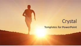  Presentation with training aspire man running - Presentation having fit man running against white background and a blonde colored foreground