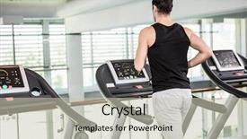  Presentation with running treadmill - Theme enhanced with fit man running on treadmill background and a soft green colored foreground