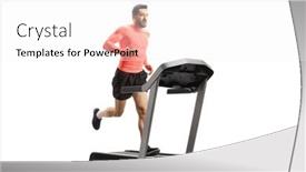  Presentation with running treadmill - Presentation design featuring fit-man-running background and a sky blue colored foreground