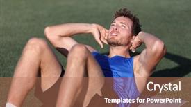  Presentation with health and weight loss - Cool new presentation theme with training abs doing situp crunch backdrop and a coral colored foreground
