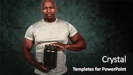  Presentation with protein - Slides enhanced with fit-man-with-protein-powder background and a wine colored foreground