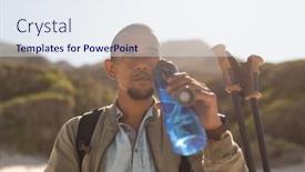  Presentation with walking nordic - PPT layouts consisting of fit-mixed-race-male-athlete background and a sky blue colored foreground