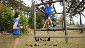  Presentation with monkey - Theme with fit people climbing monkey bars background and a  colored foreground