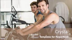  Presentation with exercise bike - Colorful slide deck enhanced with fit-people-doing-exercise-bike backdrop and a coral colored foreground