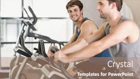  Presentation with exercise bike - Slide deck with fit-people-doing-exercise-bike background and a coral colored foreground