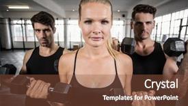  Presentation with crossfit - Audience pleasing slide deck consisting of fit people facing to the camera in crossfit gym backdrop and a tawny brown colored foreground