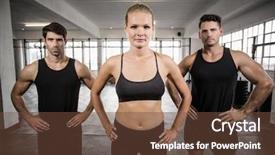  Presentation with crossfit - Colorful slide deck enhanced with fit people facing to the camera in crossfit gym backdrop and a tawny brown colored foreground