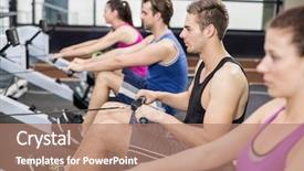  Presentation with gym - Slide set consisting of drawing machine at gym background and a coral colored foreground