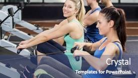  Presentation with gym - Presentation theme enhanced with drawing machine at gym background and a ocean colored foreground