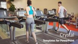  Presentation with treadmill - Slide set consisting of fit people using the treadmill at the gym background and a gray colored foreground