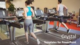  Presentation with treadmill - Cool new slide deck with fit people using the treadmill at the gym backdrop and a gray colored foreground
