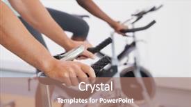  Presentation with exercise - Audience pleasing presentation consisting of fit people working out on the exercise bikes at the gym backdrop and a coral colored foreground