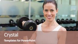  Presentation with gym - Amazing presentation having fit smiling brunette lifting heavy backdrop and a coral colored foreground