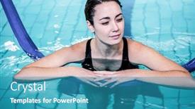  Presentation with foam - Presentation featuring fit-smiling-woman-swimming background and a teal colored foreground