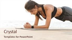  Presentation with exercise mat - Slide deck enhanced with fit sportswoman doing yoga exercise background and a lemonade colored foreground