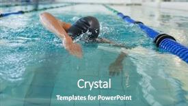  Presentation with stroke - Slides featuring fit swimmer doing the front stroke in the swimming pool at the leisure center background and a teal colored foreground