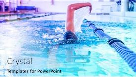  Presentation with stroke - Colorful slides enhanced with fit swimmer doing the front stroke in the swimming pool at the leisure center backdrop and a arctic colored foreground