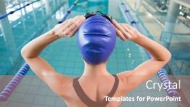  Presentation with swimmer - Amazing theme having fit swimmer sitting by the pool at the leisure center backdrop and a coral colored foreground