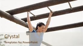  Presentation with obstacle course - Amazing slide set having fit woman climbing monkey bars backdrop and a  colored foreground