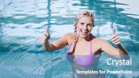  Presentation with underwater - Cool new presentation theme with fit woman doing underwater bike backdrop and a teal colored foreground