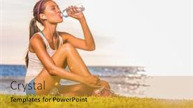  Presentation with water heat - PPT theme with fit-woman-drinking-water-post background and a gold colored foreground
