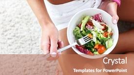  Presentation with ready to eat salad - Cool new slides with fit woman eating healthy salad backdrop and a coral colored foreground