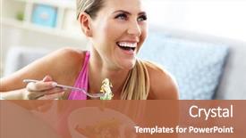 Presentation with salad - Beautiful theme featuring fit woman eating healthy salad backdrop and a red colored foreground