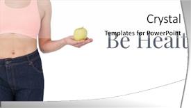  Presentation with trousers - Slides having fit woman holding apple background and a white colored foreground