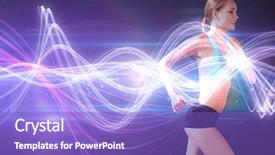  Presentation with spark - Presentation theme enhanced with woman jogging against black background background and a violet colored foreground