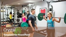  Presentation with lifting weights - Audience pleasing slide deck consisting of fit woman lifting heavy barbell in weights room at the gym backdrop and a coral colored foreground