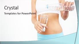  Presentation with pouring water - Colorful theme enhanced with fit woman pouring mineral water backdrop and a  colored foreground
