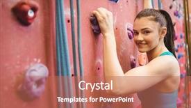 Presentation with indoor rock climbing - Audience pleasing presentation design consisting of fit woman rock climbing indoors backdrop and a  colored foreground