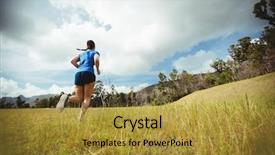  Presentation with health woman running female runner - Audience pleasing presentation theme consisting of fit woman running in bootcamp backdrop and a  colored foreground