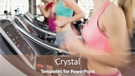  Presentation with running treadmill - Audience pleasing theme consisting of fit-woman-running backdrop and a coral colored foreground